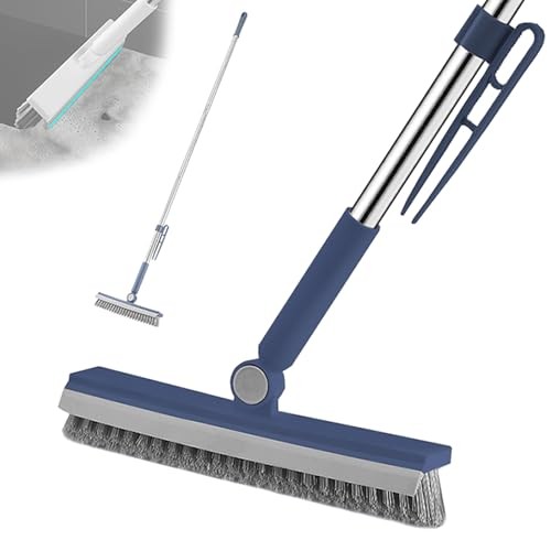 Floor Scrubbing Brush with 57&Prime; Adjustable Long Handle,3 in 1 Living Grout Blue