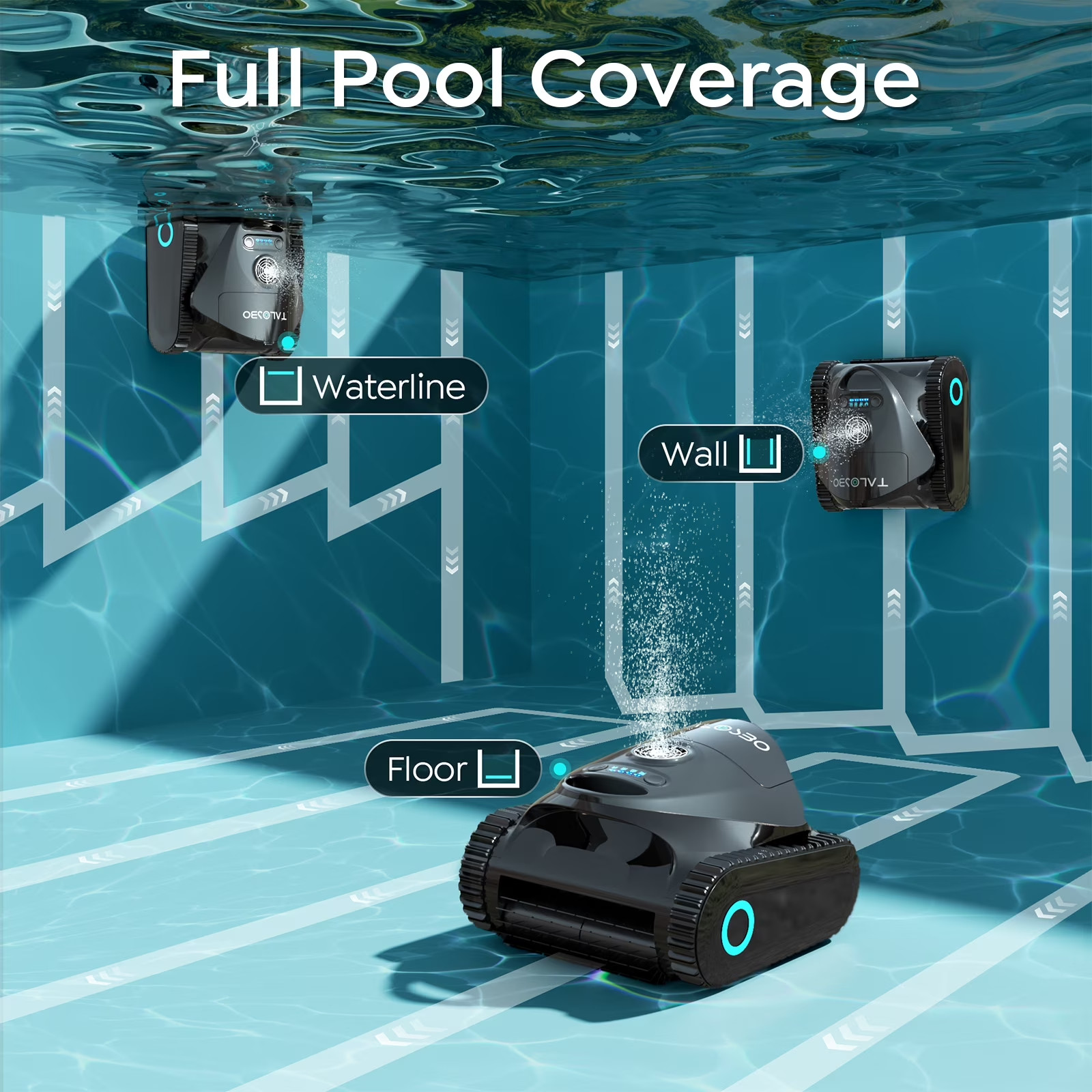 C1 Cordless Robotic Pool Cleaner, Wall & Waterline Cleaning, Blue