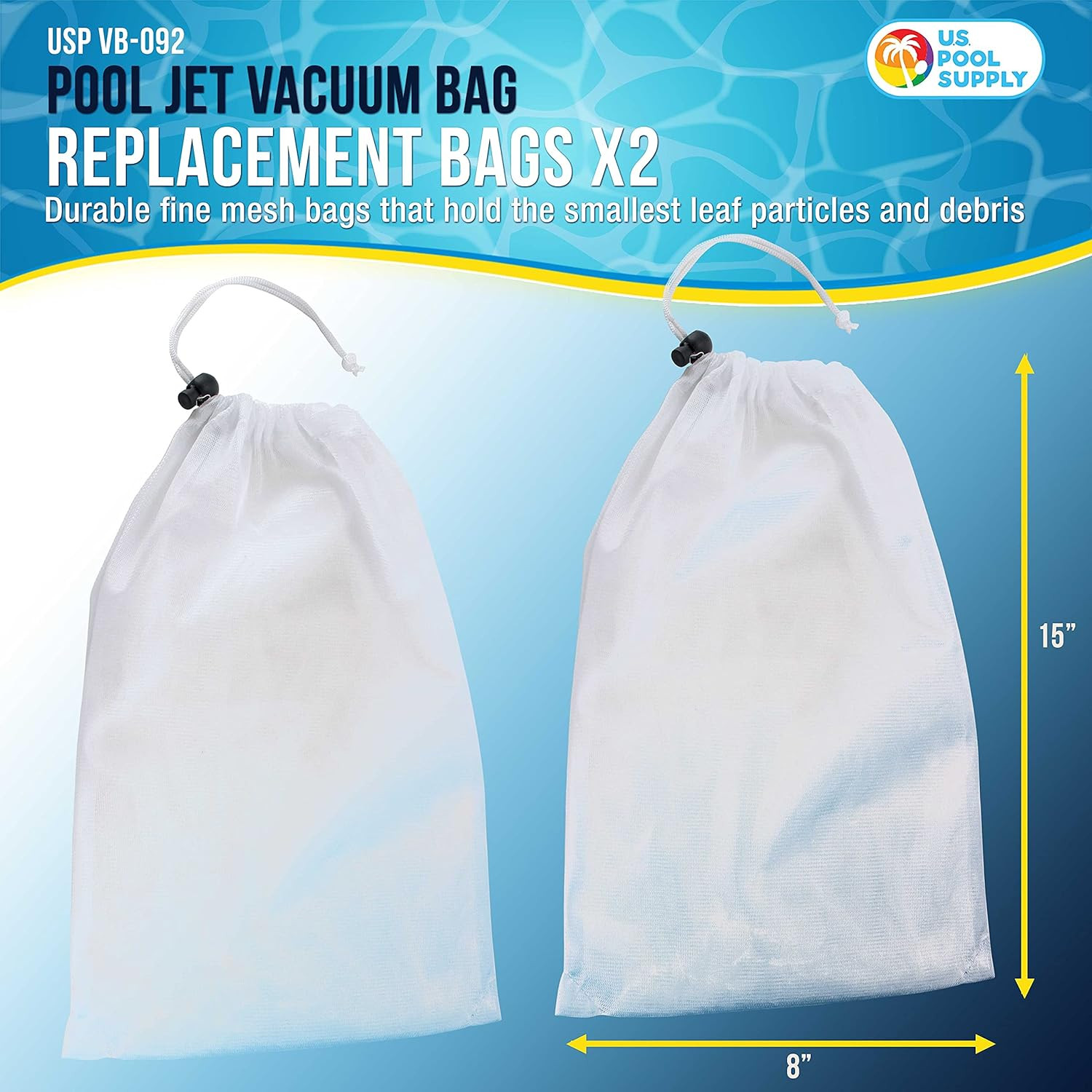 Replacement Pool Jet Vacuum Bag, 2 Pack – Universal Fit Leaf and Debris Collecti