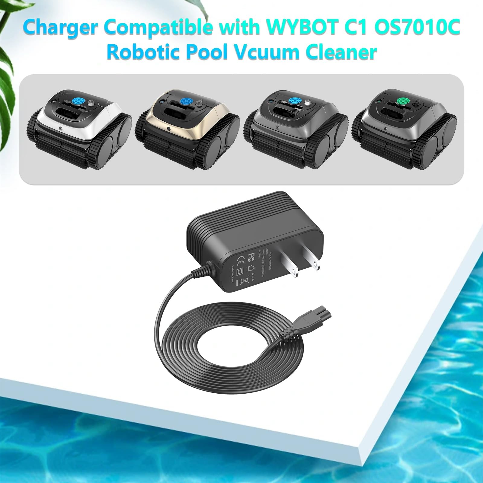 Charger for WYBOT Robotic Pool Vacuum Cleaner Compatible with Wybot C1 OS7010…