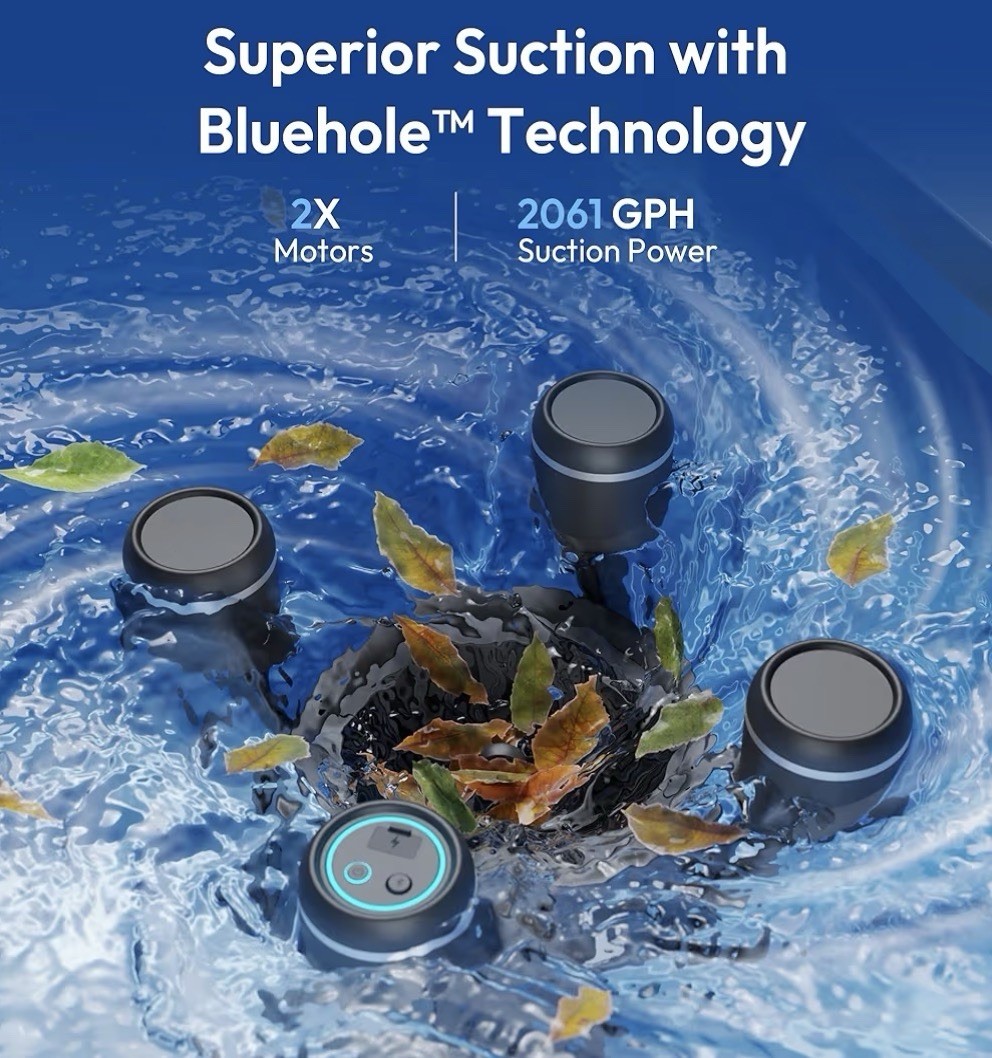 BUBLUE F10 BuVortex V5 Robotic Pool Surface Skimmer App Control 5L