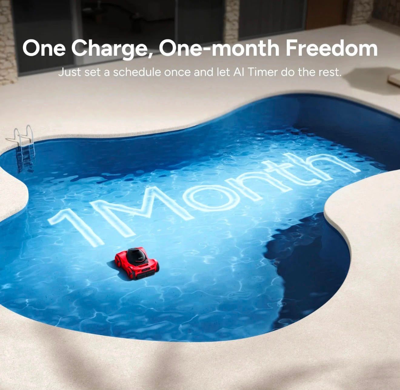 iGarden M1 AI Series Robotic Pool Cleaner AI-Powered Dual Suction Red/Black