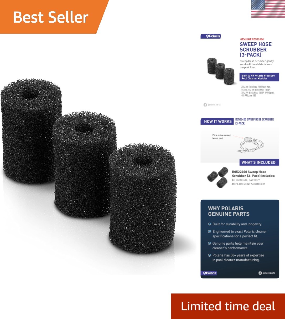 Polaris Sweep Hose Scrubber Replacement