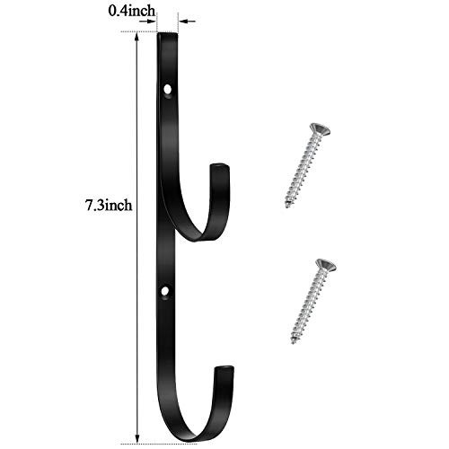 6 Pieces Pool Pole Hook Hanger Swimming Metal Brackets Pool Hook with 12 Black