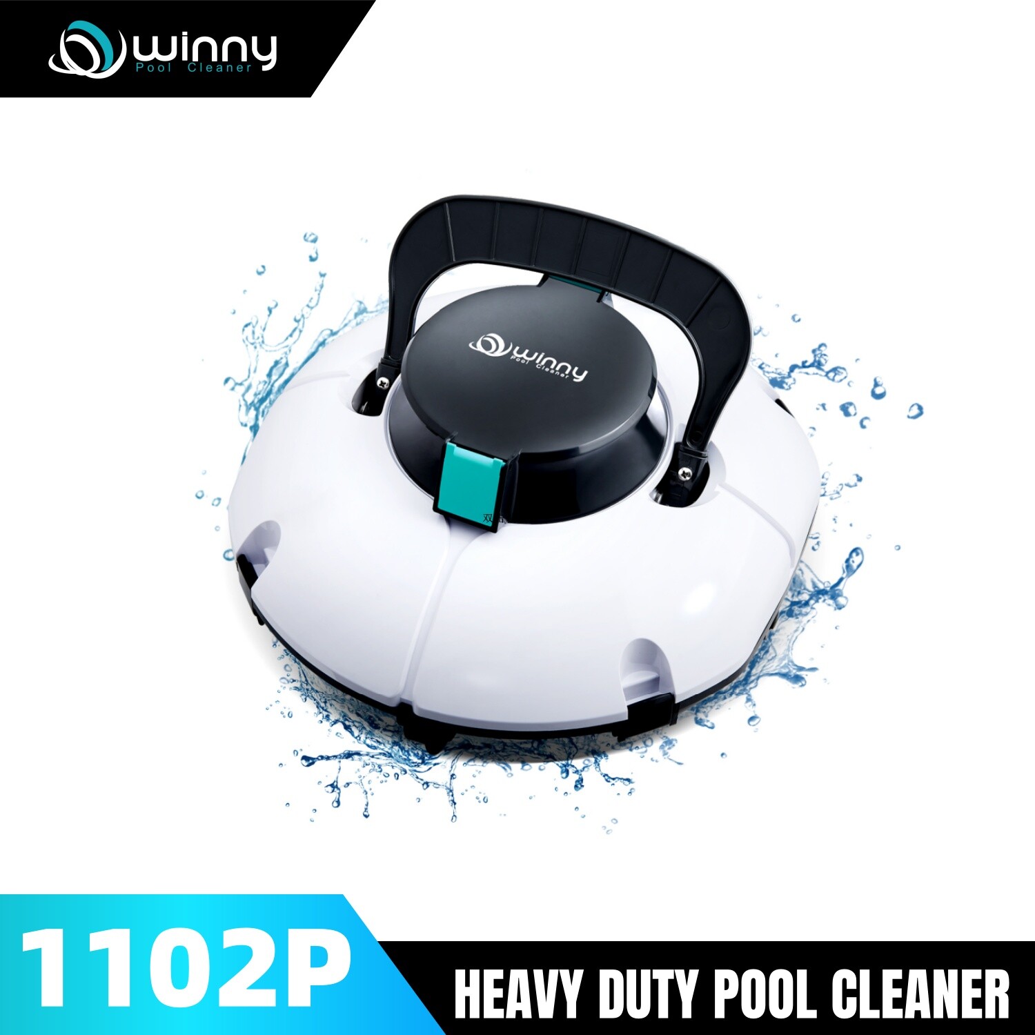 Winny Robotic Pool Vacuum, Cordless Pool Robot Above-ground Pool up to 645 Sq.ft