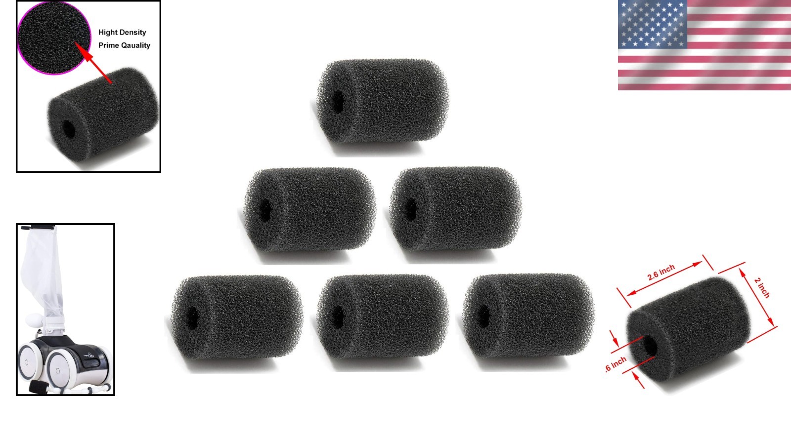 Replacement 6 Pack Pool Cleaner Scrubbers for Pentair Legend & Kreepy Models