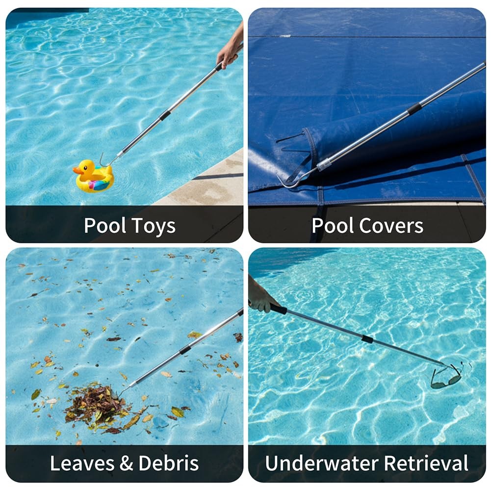 Hook for Robotics Pool Cleaner, with 68 Inches Adjustable Stainless Pole, Poo…