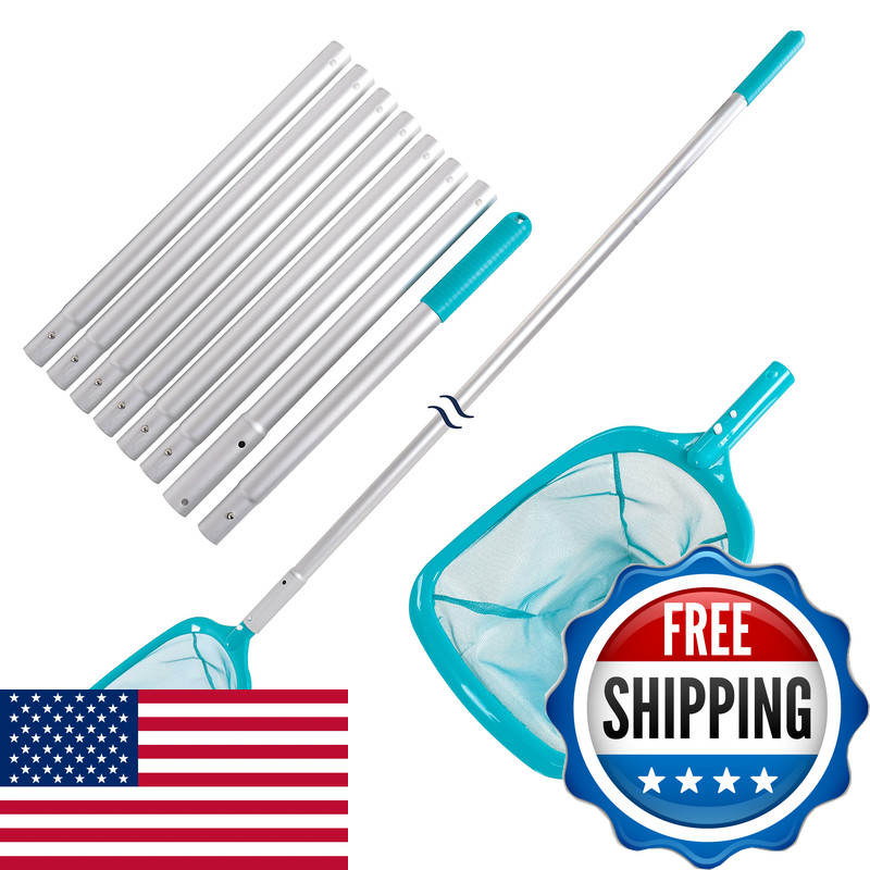 U.S. Pool Supply 11.5 Foot Swimming Pool Leaf Skimmer Net Telescopic Aluminum