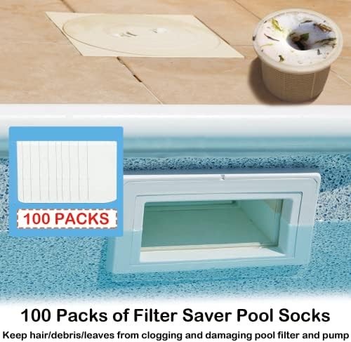 100 Pack Pool Skimmer Socks, Reusable Pool Socks for Skimmer Basket, Skimmer Soc