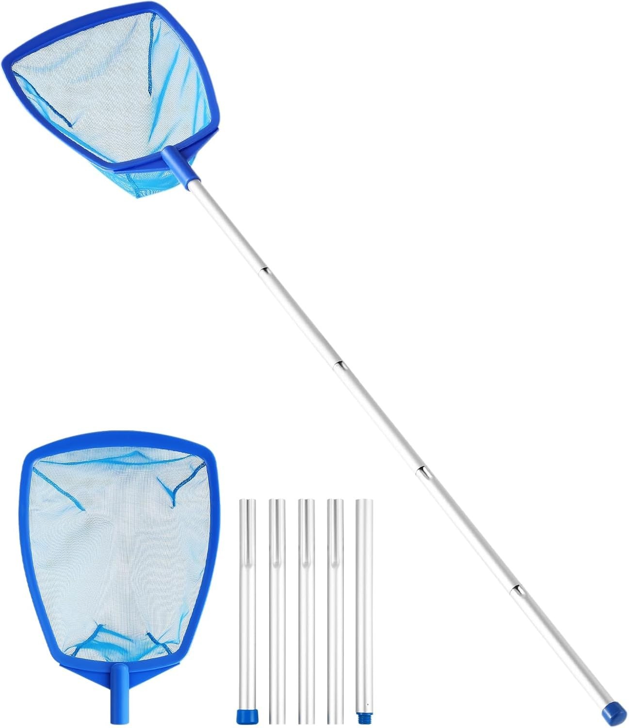 Pool Skimmer – Pool Skimmer Net with 5 Section Adjustable Telescopic Aluminum…