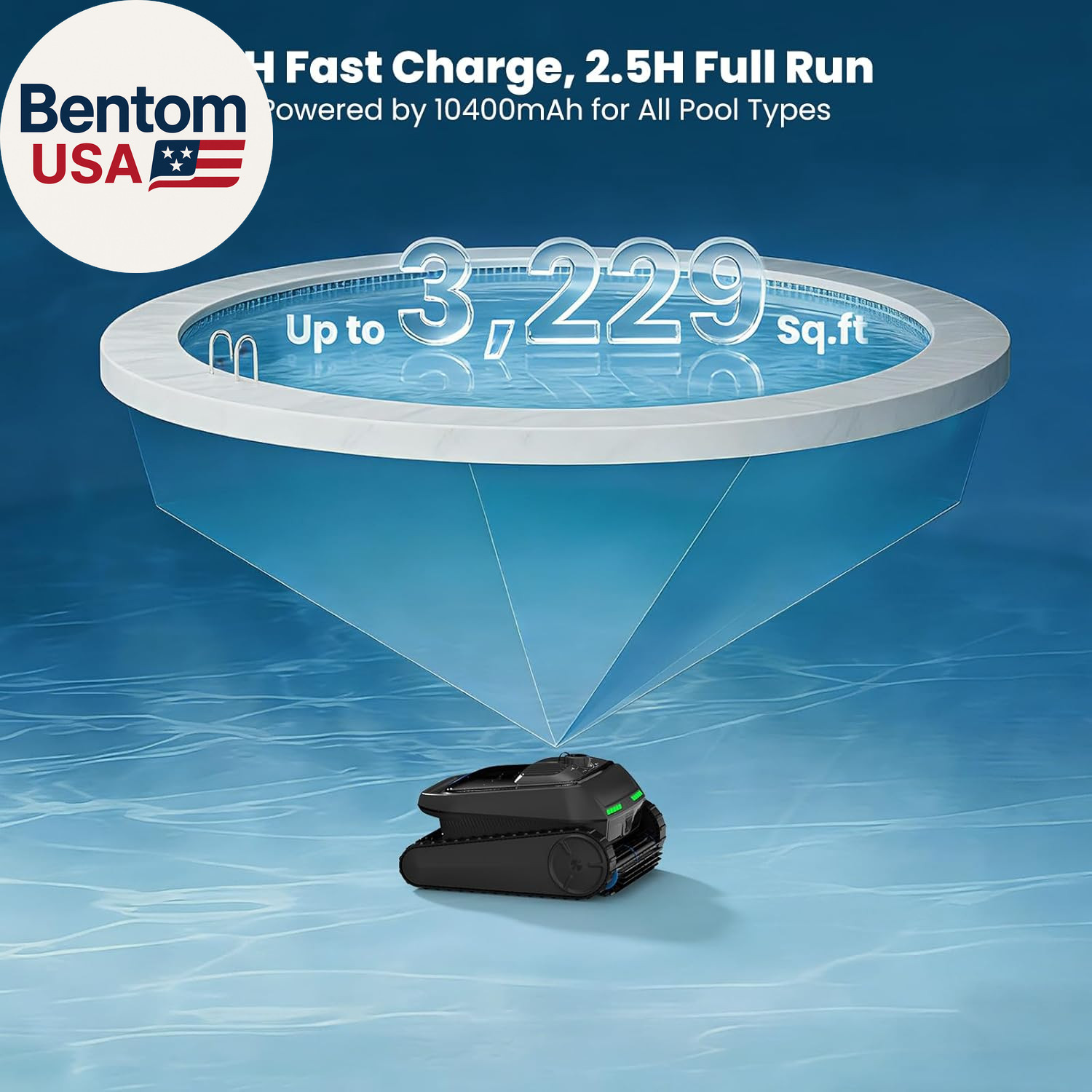 PC200 Robotic Pool Cleaner, Cordless Pool Vacuum Robot for Inground & above Grou