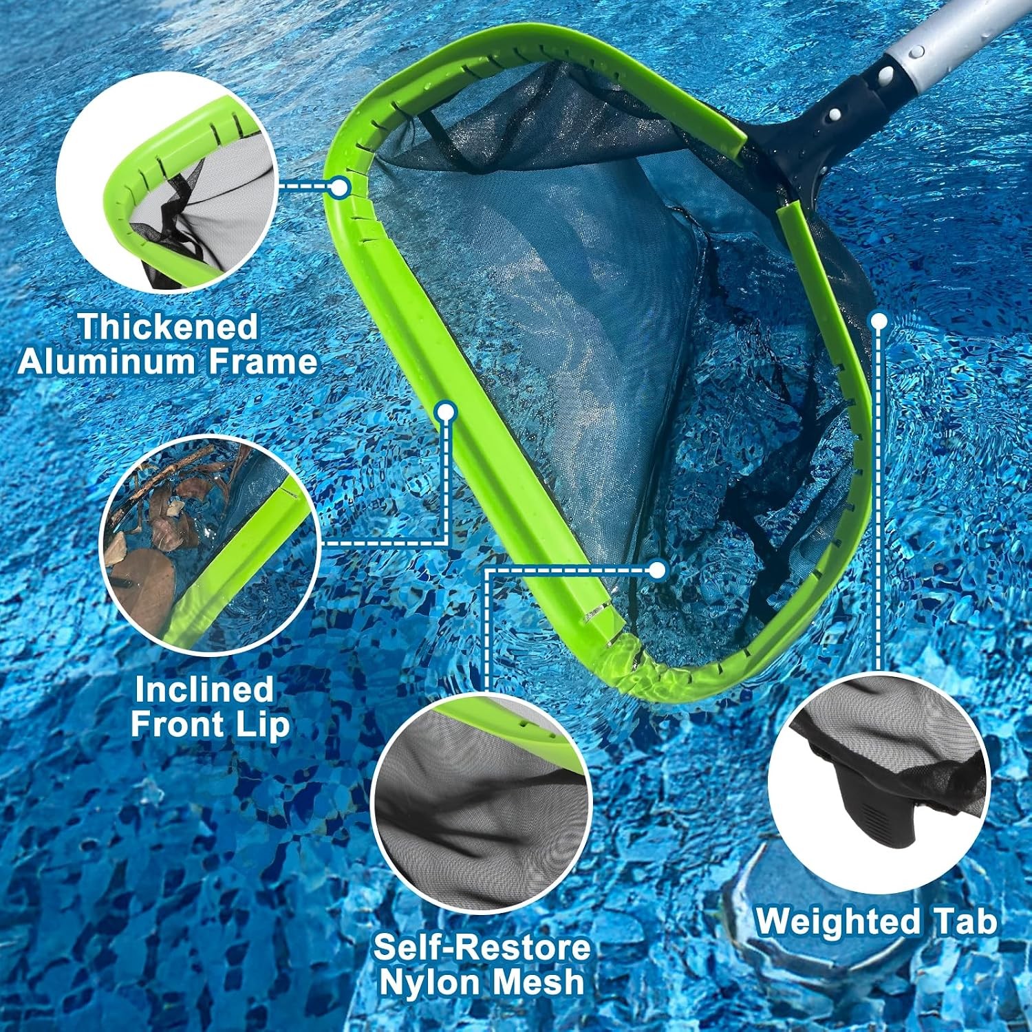 Sepetrel Pool Cleaning Kit: Skimmer, Brush, Pole for In/Above Ground