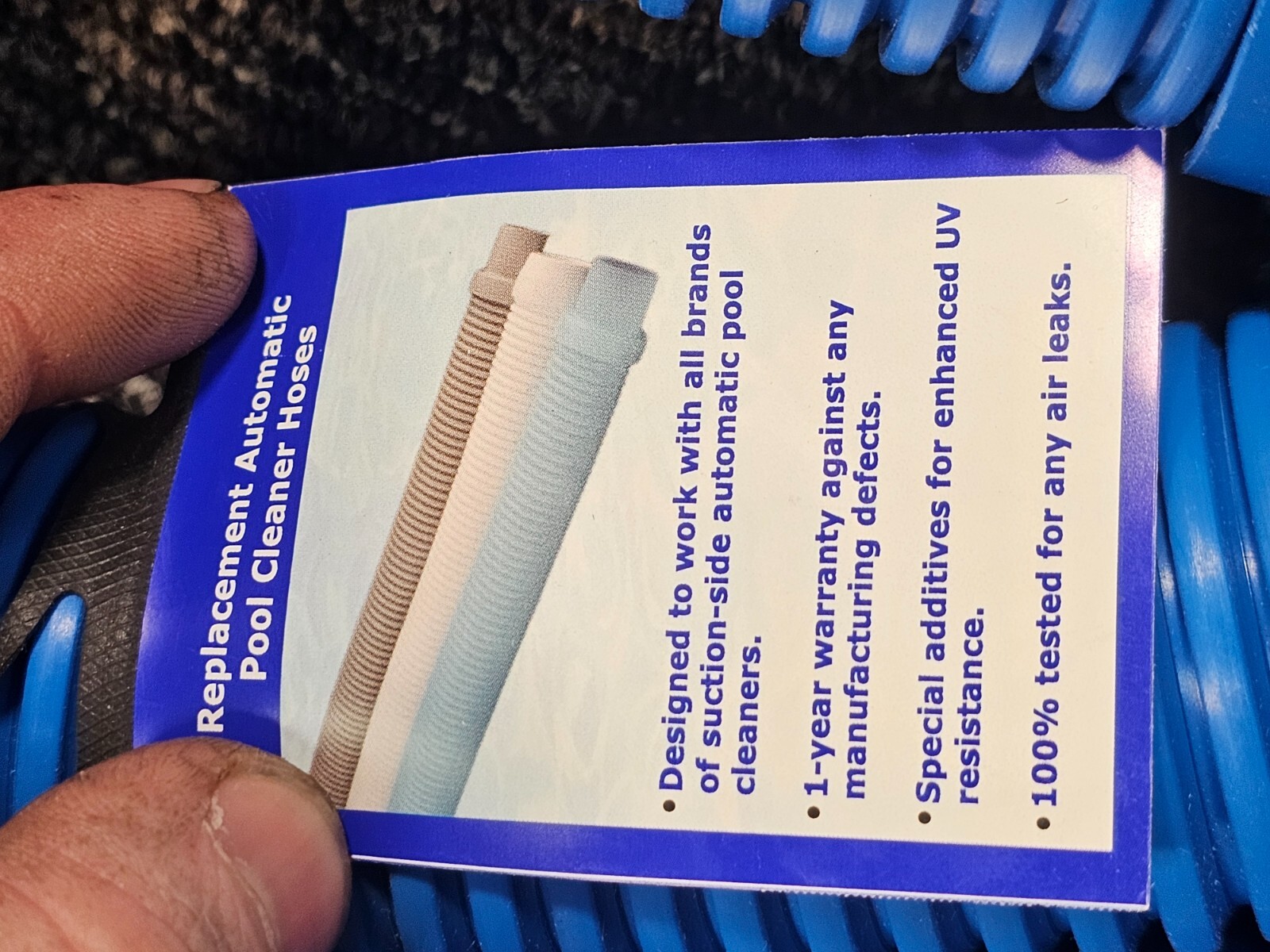 Puri Tech MV548112004PT 190-inch Long Universal Pool Cleaner Hose – Blue