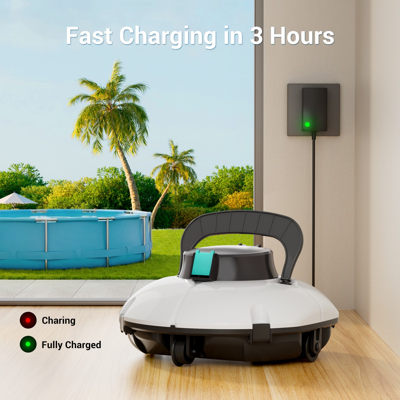 WYBOT S2 Solar Powered Robotic Pool Cleaner Wall Climbing Pool Vacuum Cleaner