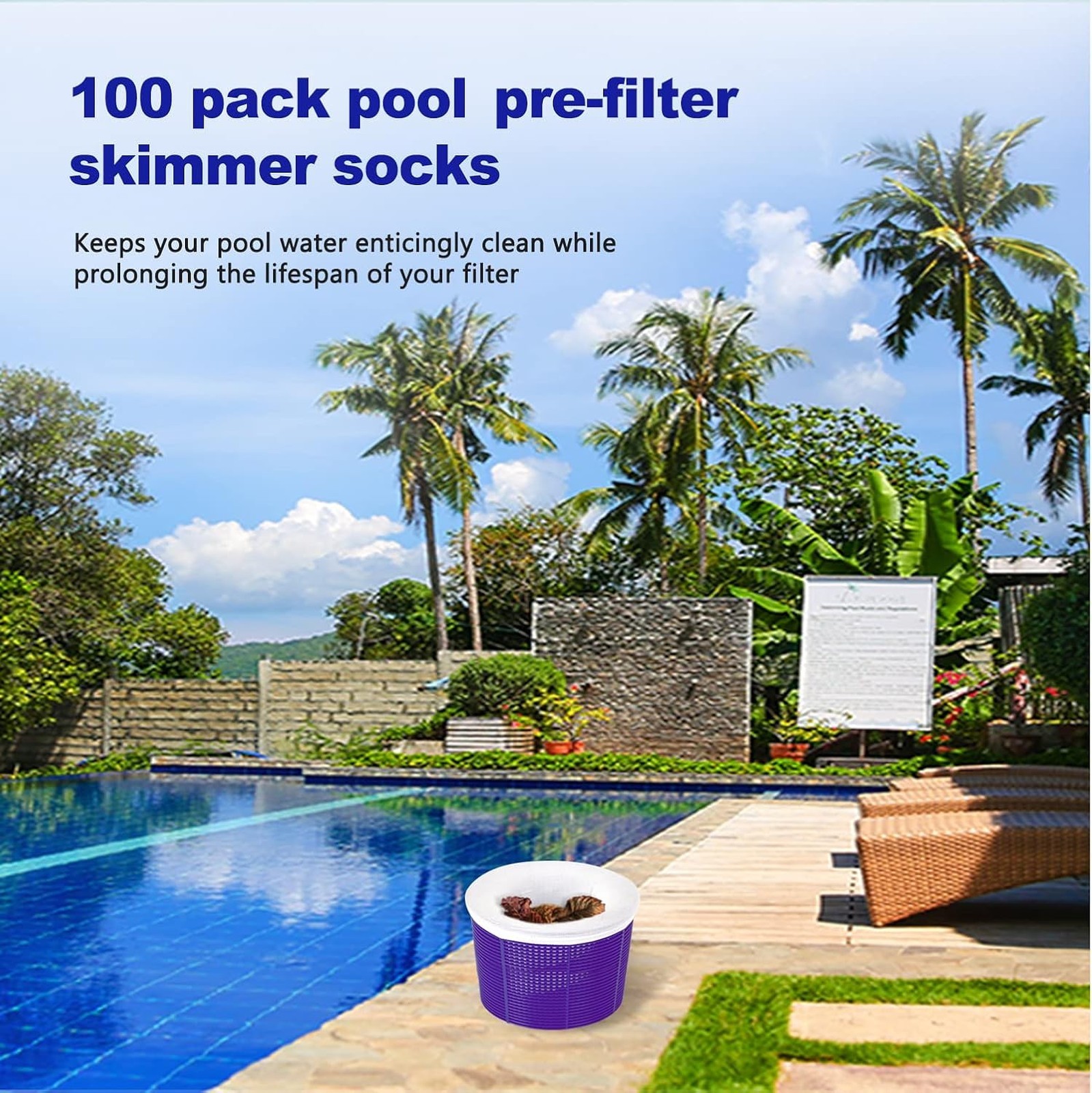 Pool Skimmer Socks 100 Pack Ultra Fine Mesh Inground Above Ground Pool Filter