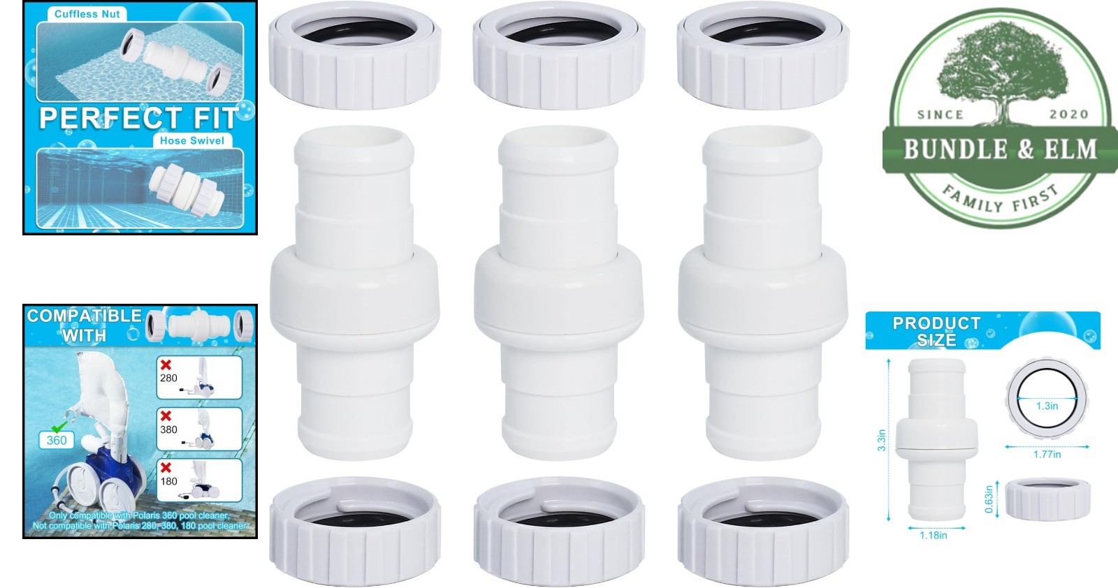 Replacement Hose Swivel and Nut Set for Polaris 360 Pool Cleaner Maintenance