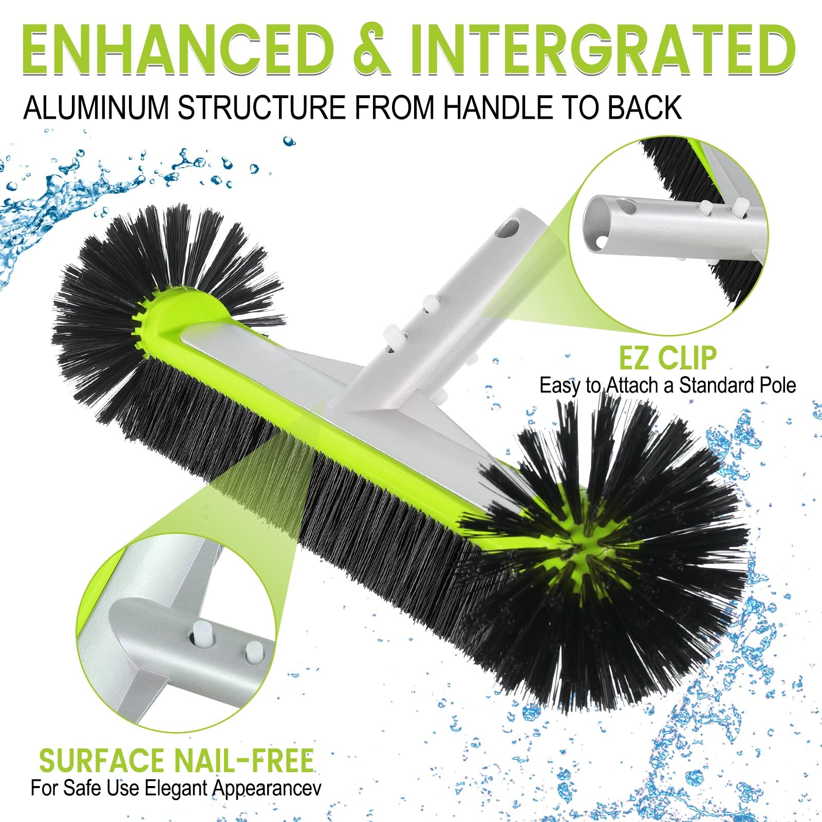 Swimming Pool Brush Head with Round Ends,17.5&Prime; Heavy Duty Aluminum Back Head …