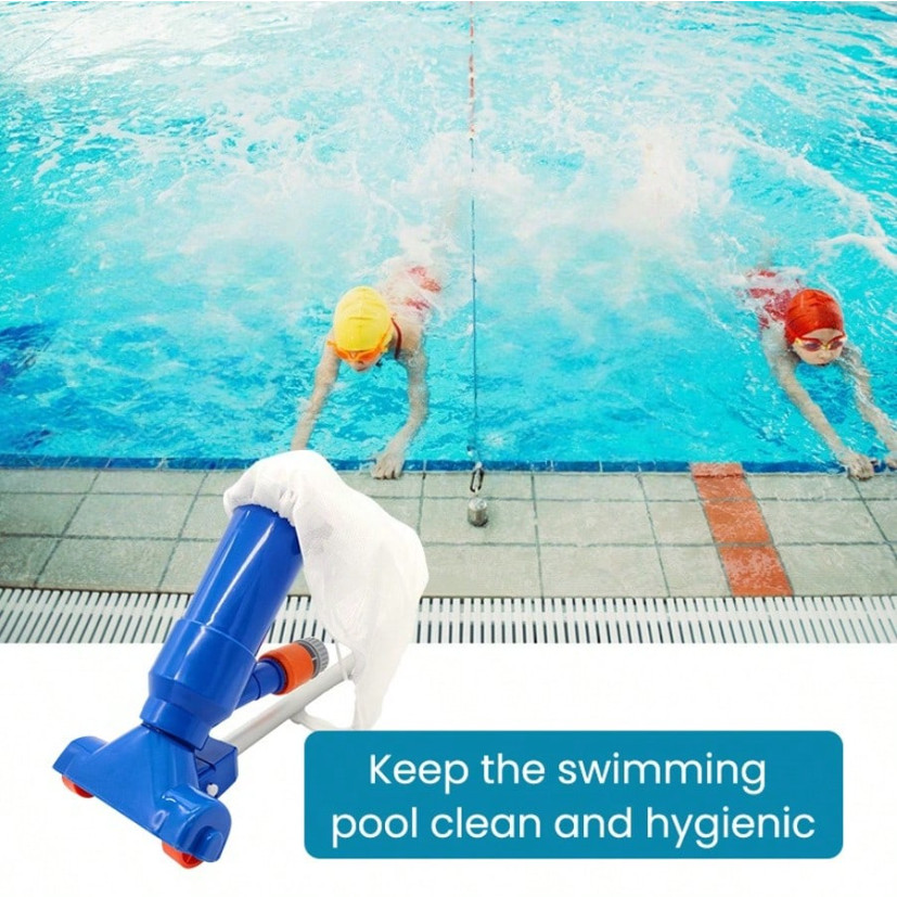 Portable Pool Vacuum Cleaner Jet Cleaning Kit Leaf Skimmer w 5 Poles