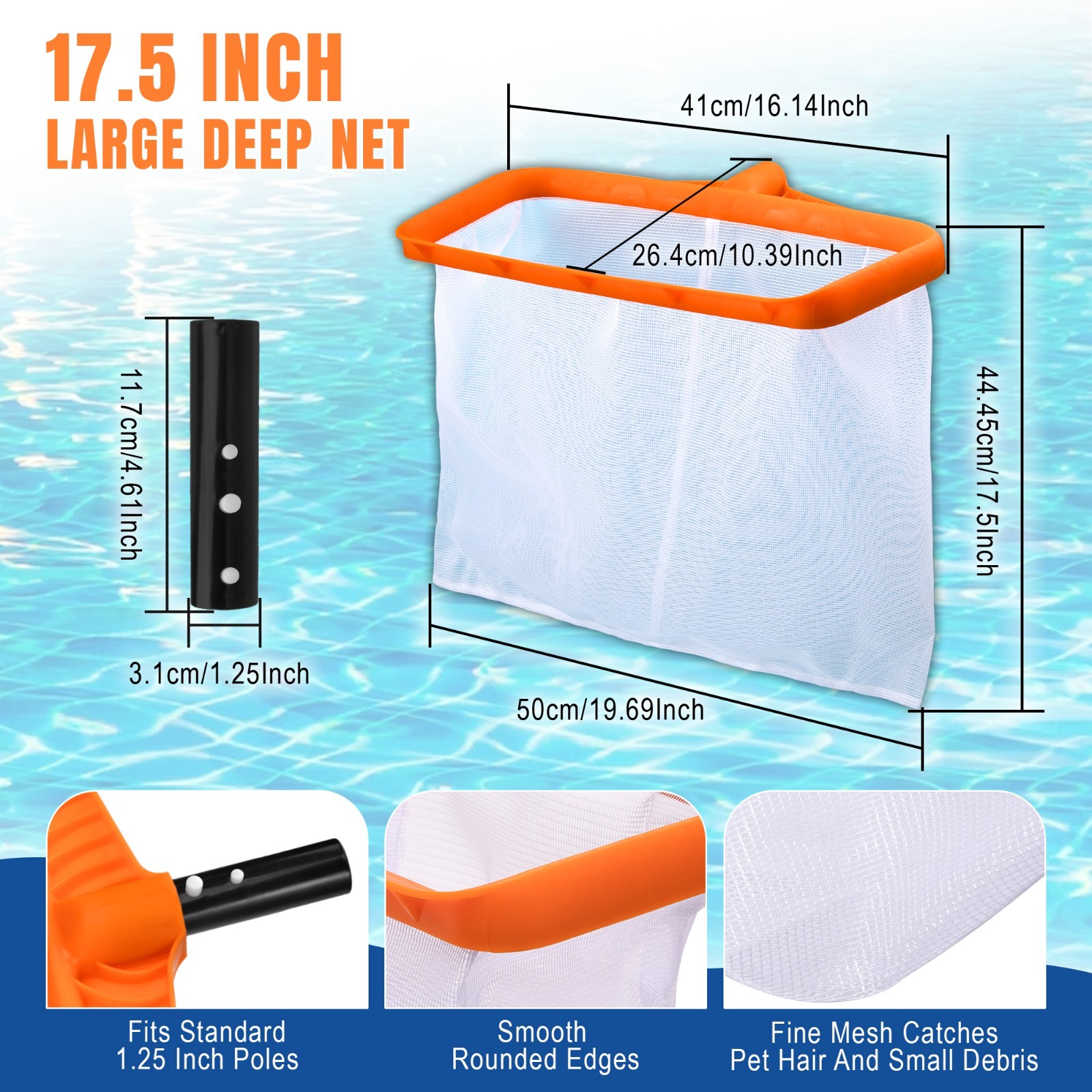 Pool Cleaning Kit, 7.5Ft Aluminum Telescoping Pole with Skimmer Net, Pool Mainte