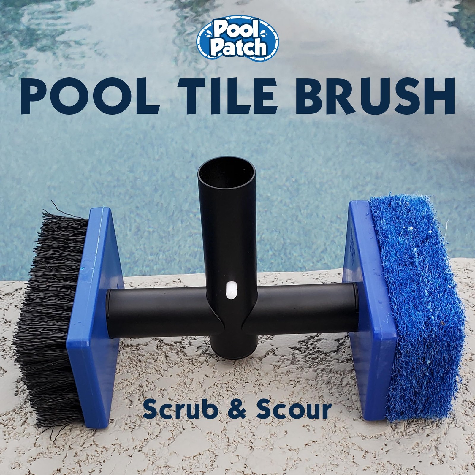 2-in-1 Pool Tile Brush Scrubber for Waterline Scale and Tile Cleaning