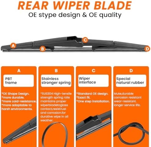 24&Prime; 18&Prime; 14&Prime; Wiper Blades Set for Mazda CX5 2017-2025/ CX9 2017-2023, Exact OEM F