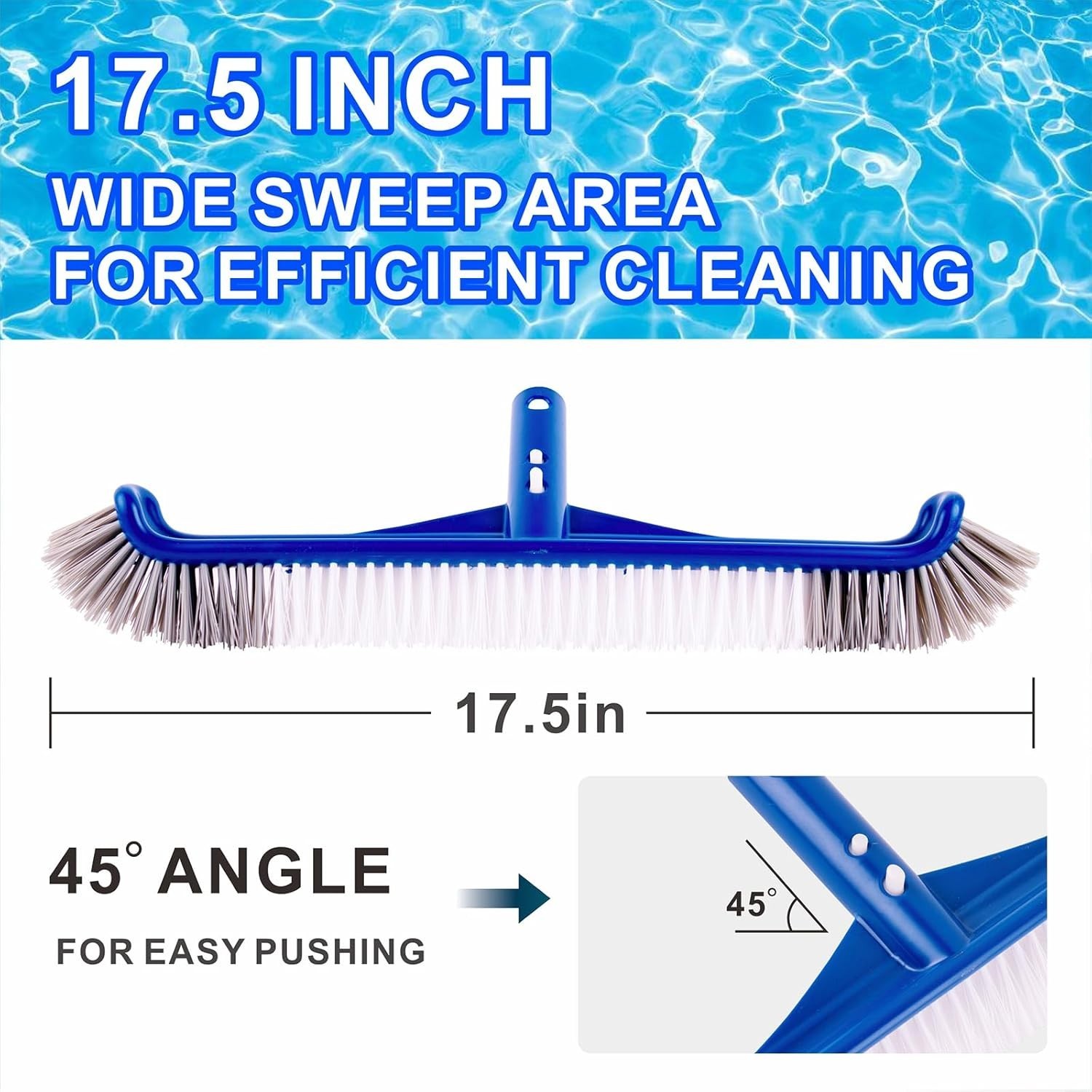 17.5&Prime; Pool Brush Head for Inground & Above-Ground Pools Wall & Floor Cleaning
