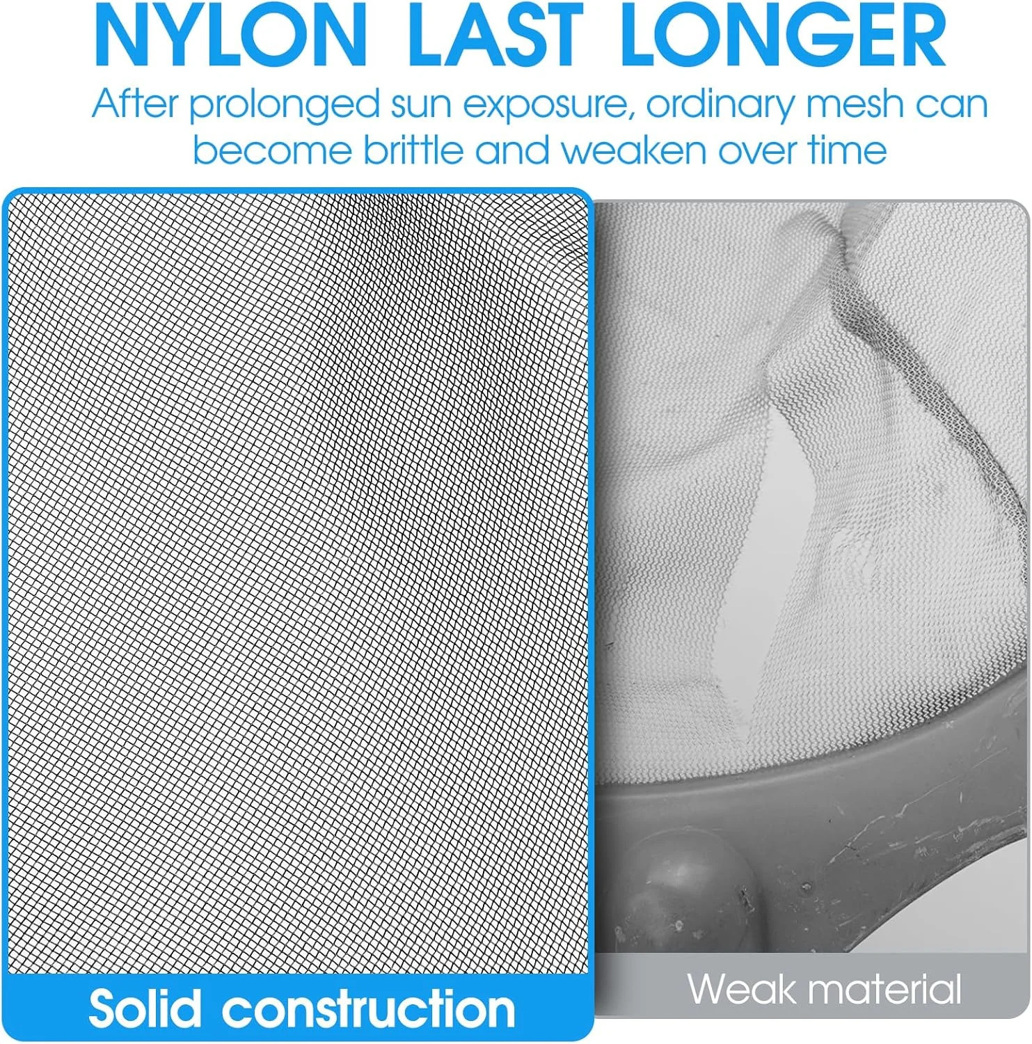 Pool Skimmer Net with Self-Repair Fine Nylon Mesh Bag, Pool Leaf Rake