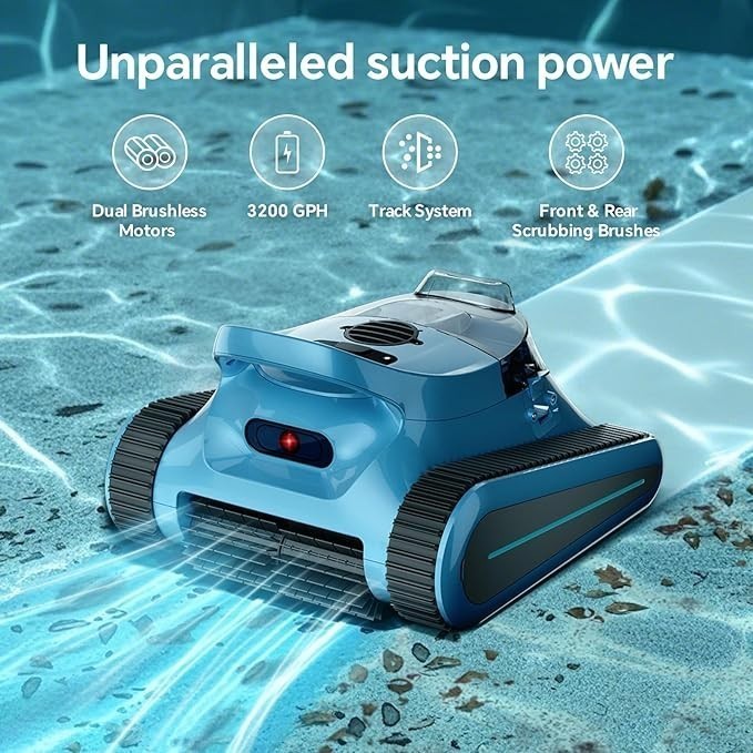 Seauto Cordless Pool Robot Cleaner App Support Wall Climbing AI Sonar Navigation