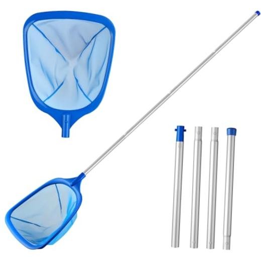 Tavaleu Pool Skimmer Net, Deep Pool Leaf Net with Reinforced Frame, Large Blue