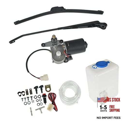 12V Electric Motor Windshield Wiper with Washer Pump Kit Replacement for
