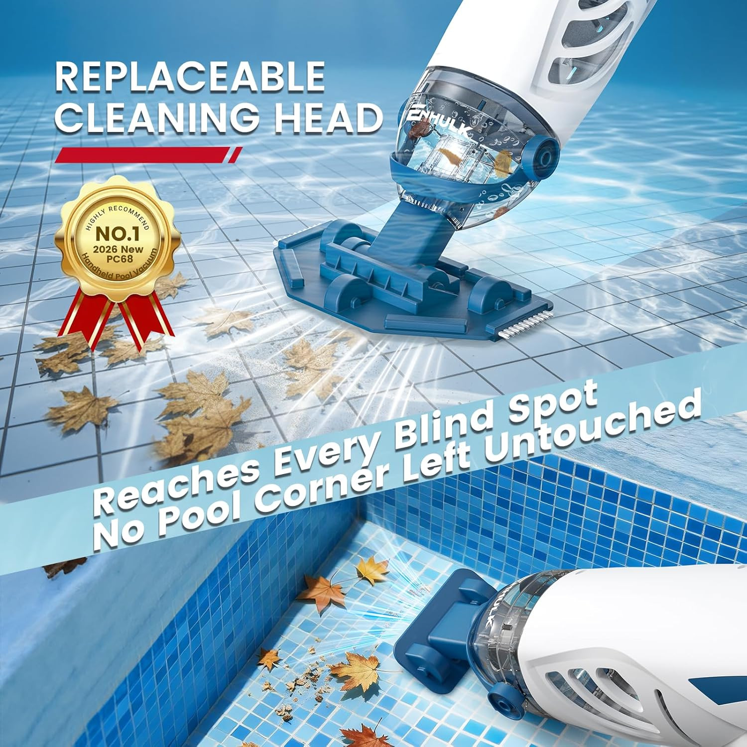 ENHULK PC68 Pro Pool Vacuum for Above Ground Pool with 9&prime; Extension Pole, 4 Filt