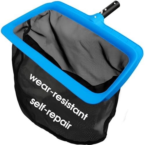 Pool Skimmer Net with Self-Repair Fine Nylon Mesh Bag, Pool Leaf Rake for above