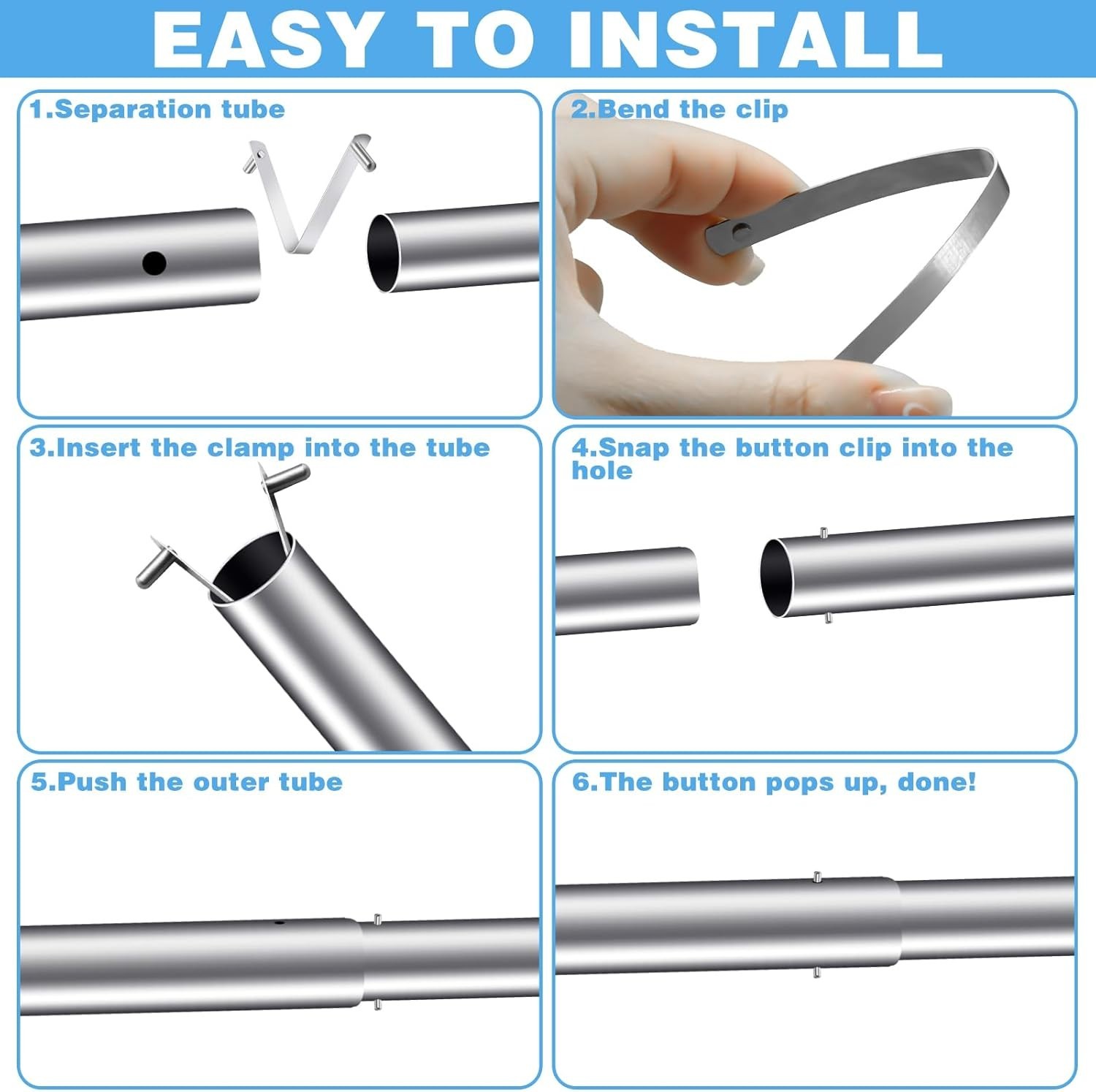 Durable 3-Piece V-Shaped Pool Pole Clips – Rust-Resistant for Long-Lasting Use