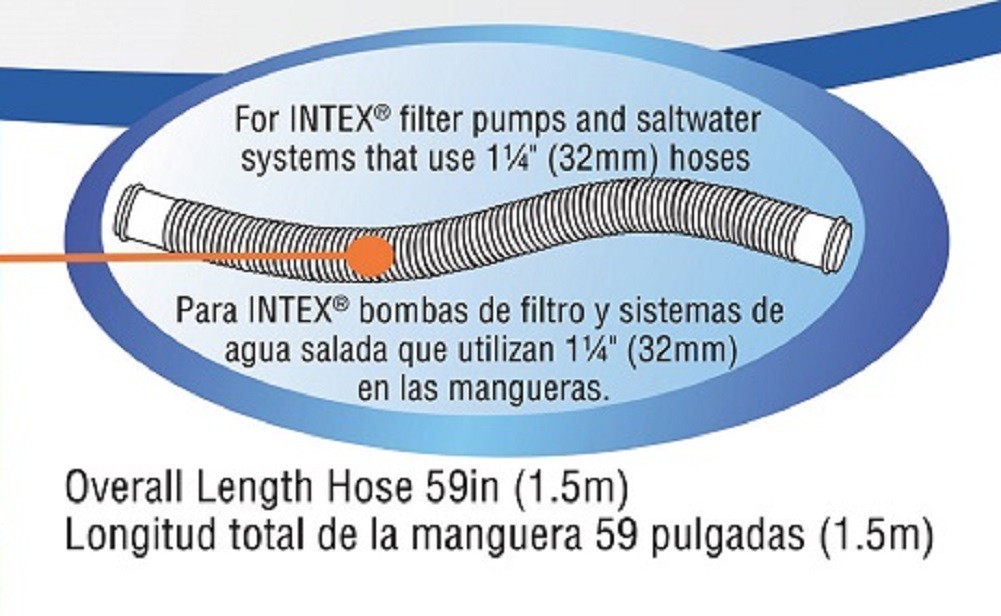Intex 1.25 Inch Diameter Accessory Pool Pump Replacement Hose 59In Long 3 Pack