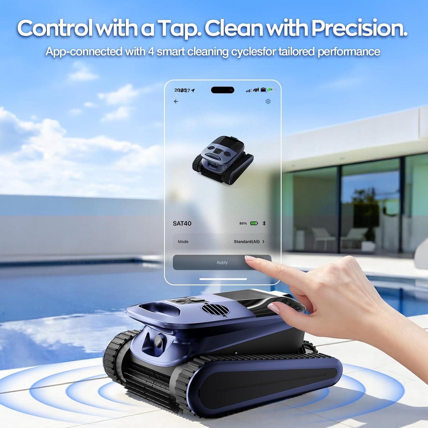 2026 Upgraded SAT40 Robot Vacuum for Inground Pools, Replaceable Battery Cordle