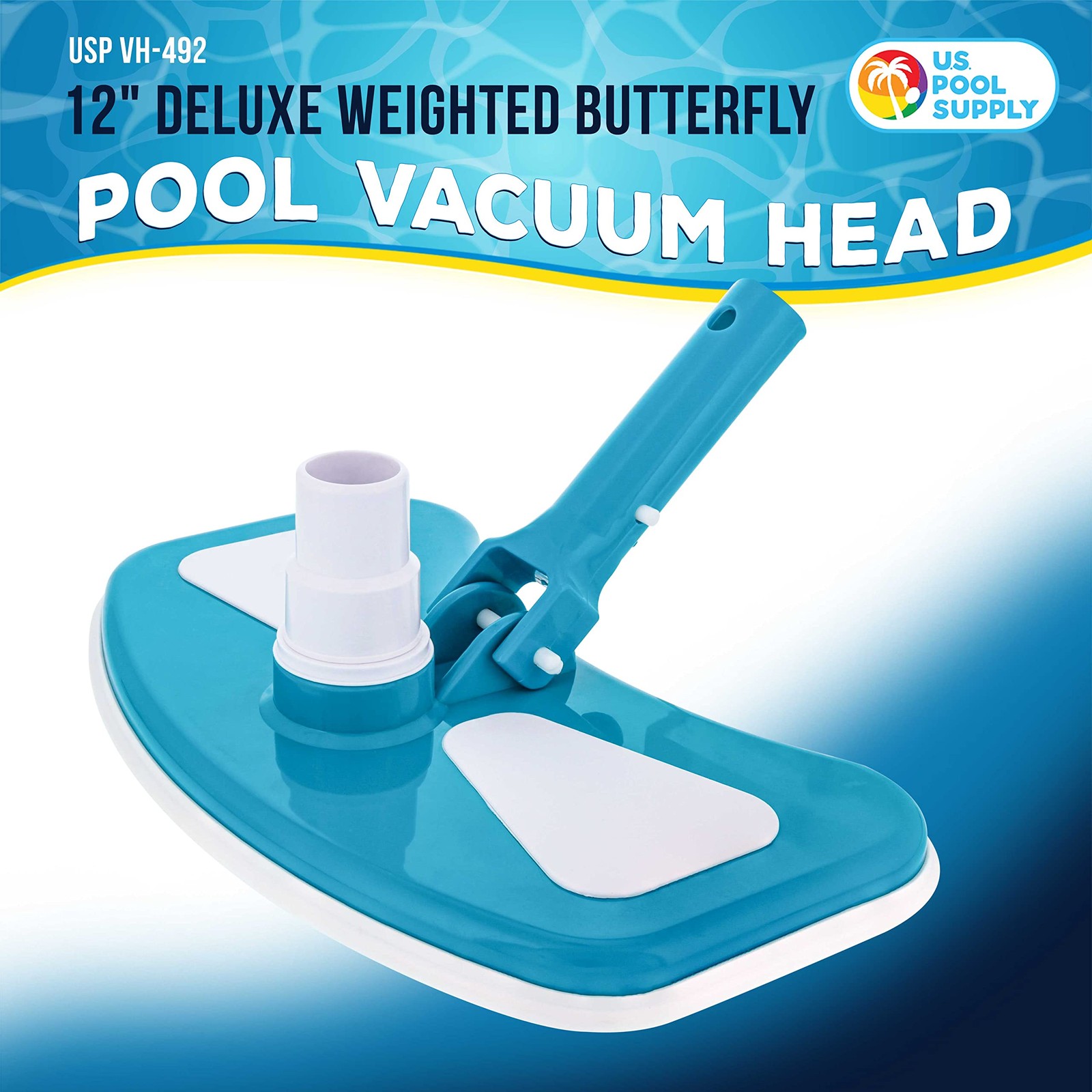 U.S. Pool Supply 12&Prime; Deluxe Weighted without Side Brushes, blue and white