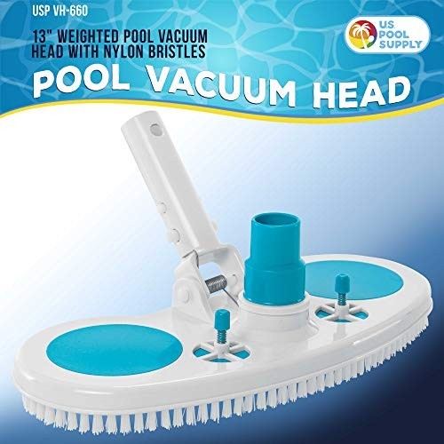 13 Inch Weighted Pool Vacuum Head Nylon Bristles Swivel Hose 1-1/4 1-1/2 Vinyl