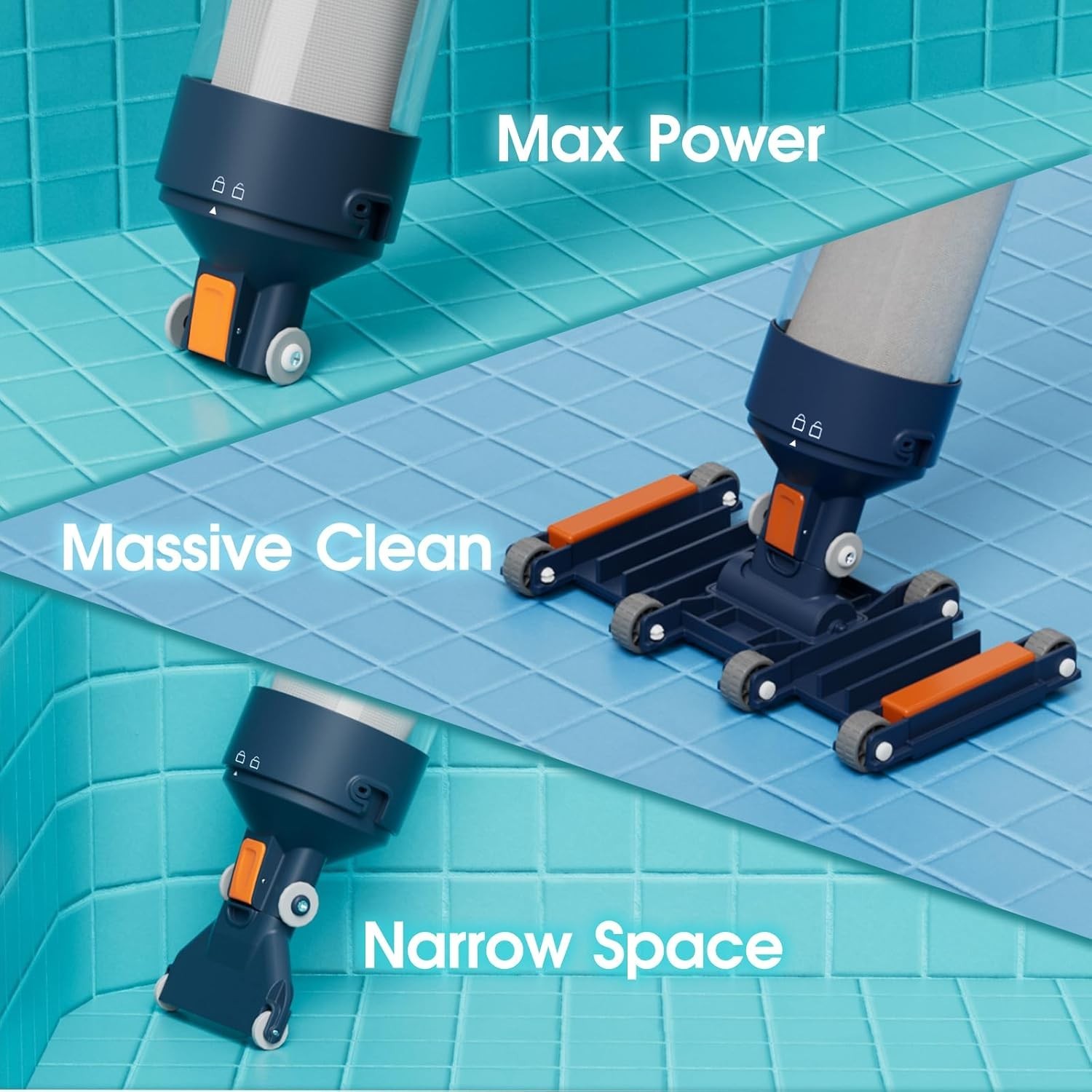 Efficient Heavy Duty Handheld Pool Vacuum – 2 Lithium-Ion Batteries Included