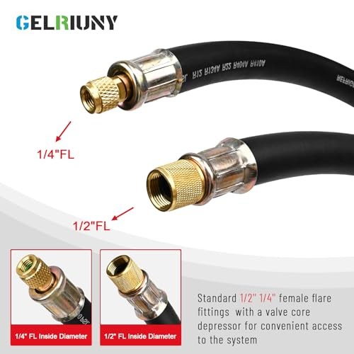2026 Upgrade 1/2&Prime;HVAC Vacuum Hose,High-Flow Vacuum Certified 1/2&Prime; to 1/4&Prime;