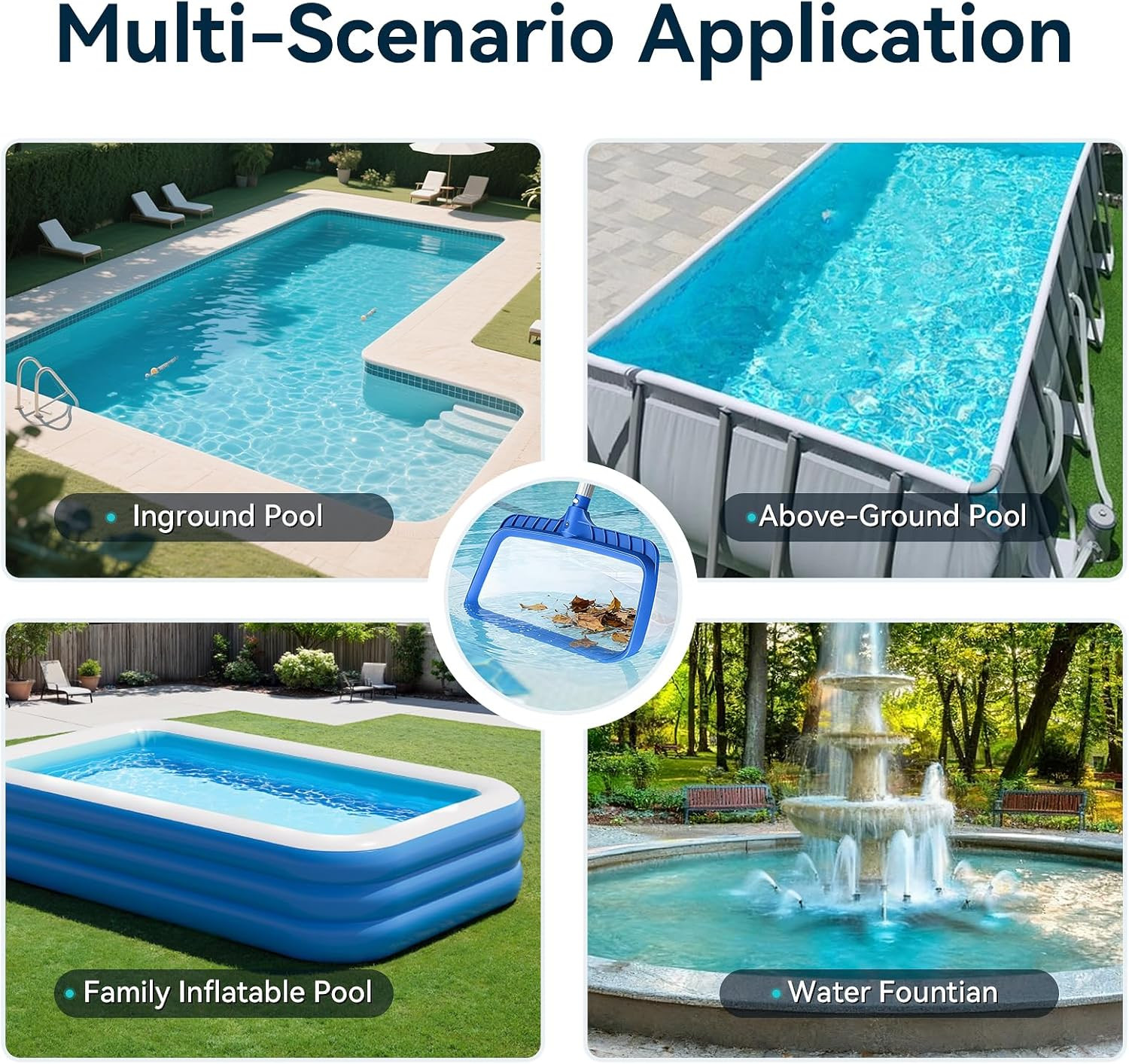 Heavy-Duty Pool Skimmer Net with Ultra-Fine Nylon Mesh Bag