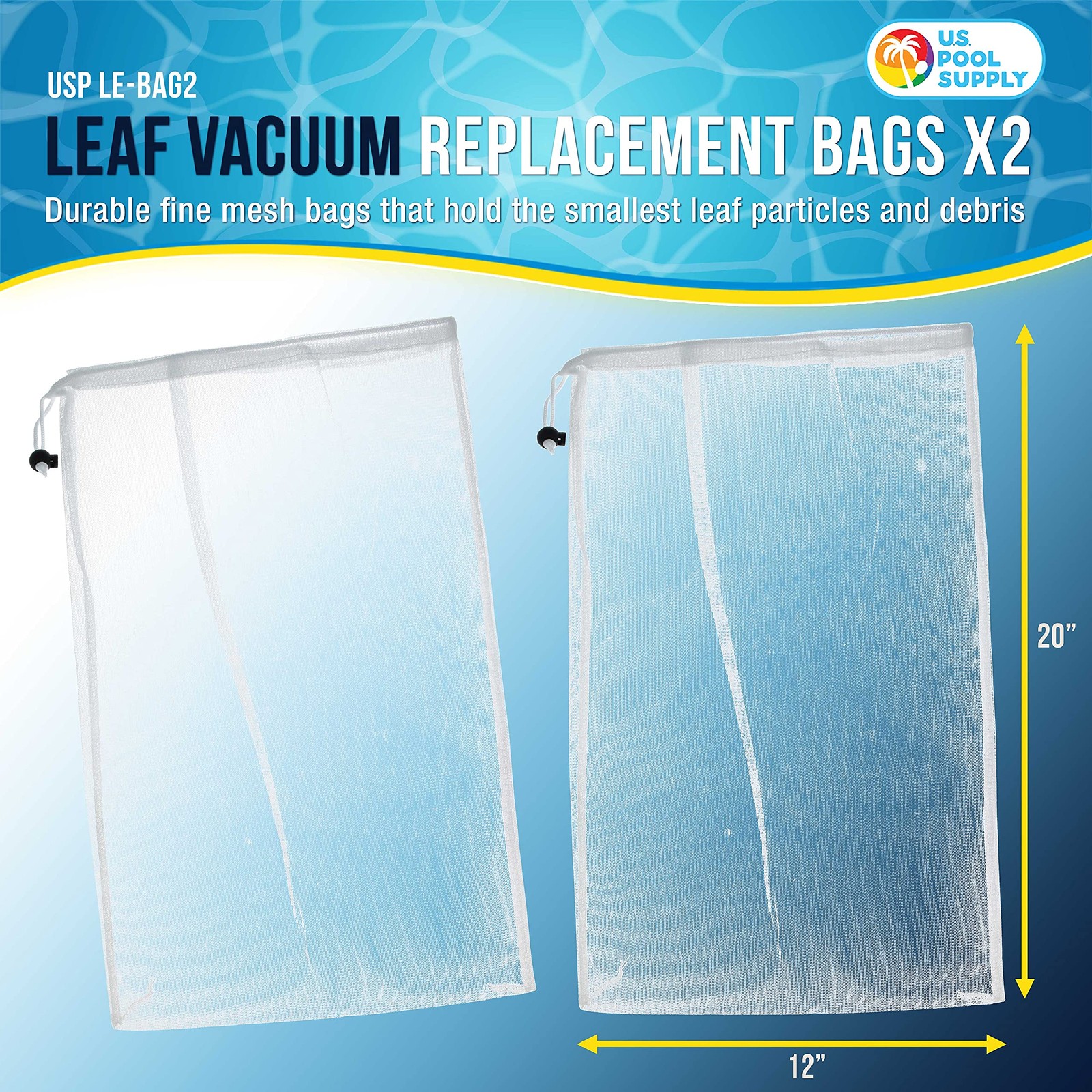 U.S. Pool Supply Fine Mesh Filter Bags for Leaf Vacuum 12&Prime; X 20&Prime;