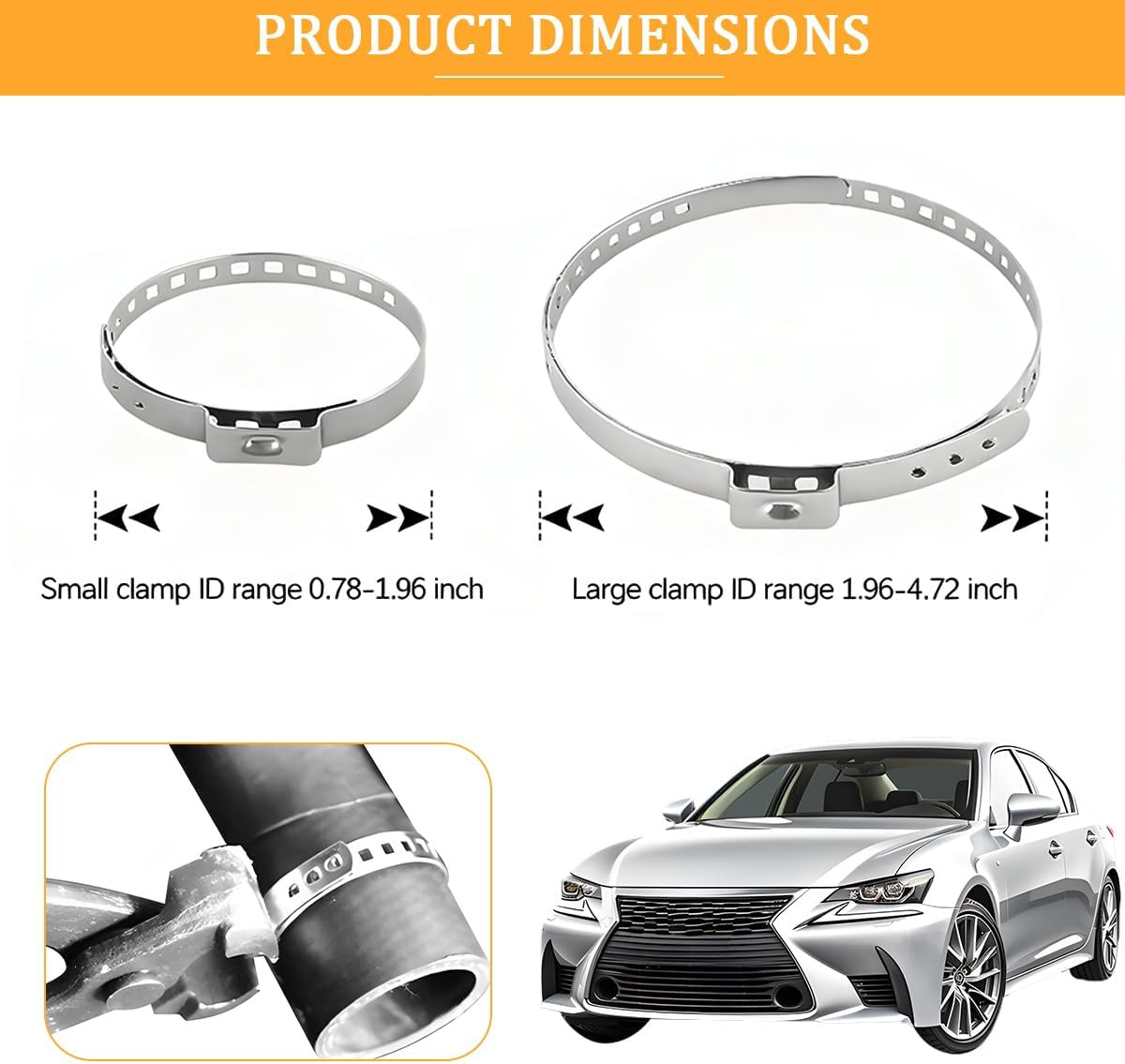 20PCS Car CV Boot Clamp Kit, Stainless Steel Vehicle 10PCS Small ＆ 10PCS Larg…