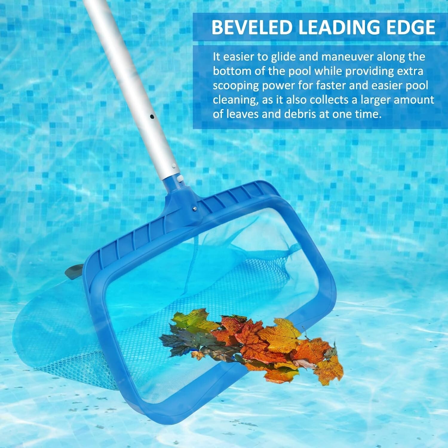 Red de piscina Bolsa profunda Skimmer de hojas Rastrillo de piscina Red de malla