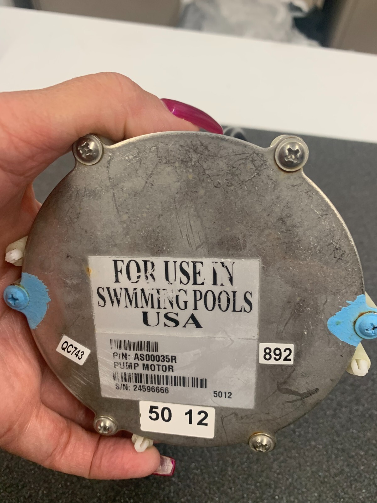 AQUA PARTS: AS00035R PUMP MOTOR AQUABOT BLUE DIAMOND ( USED