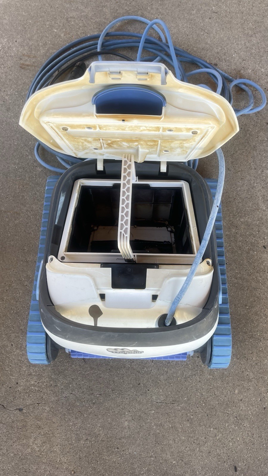 Dolphin S200 Robotic Pool Cleaner White Blue Plastic with Power Supply