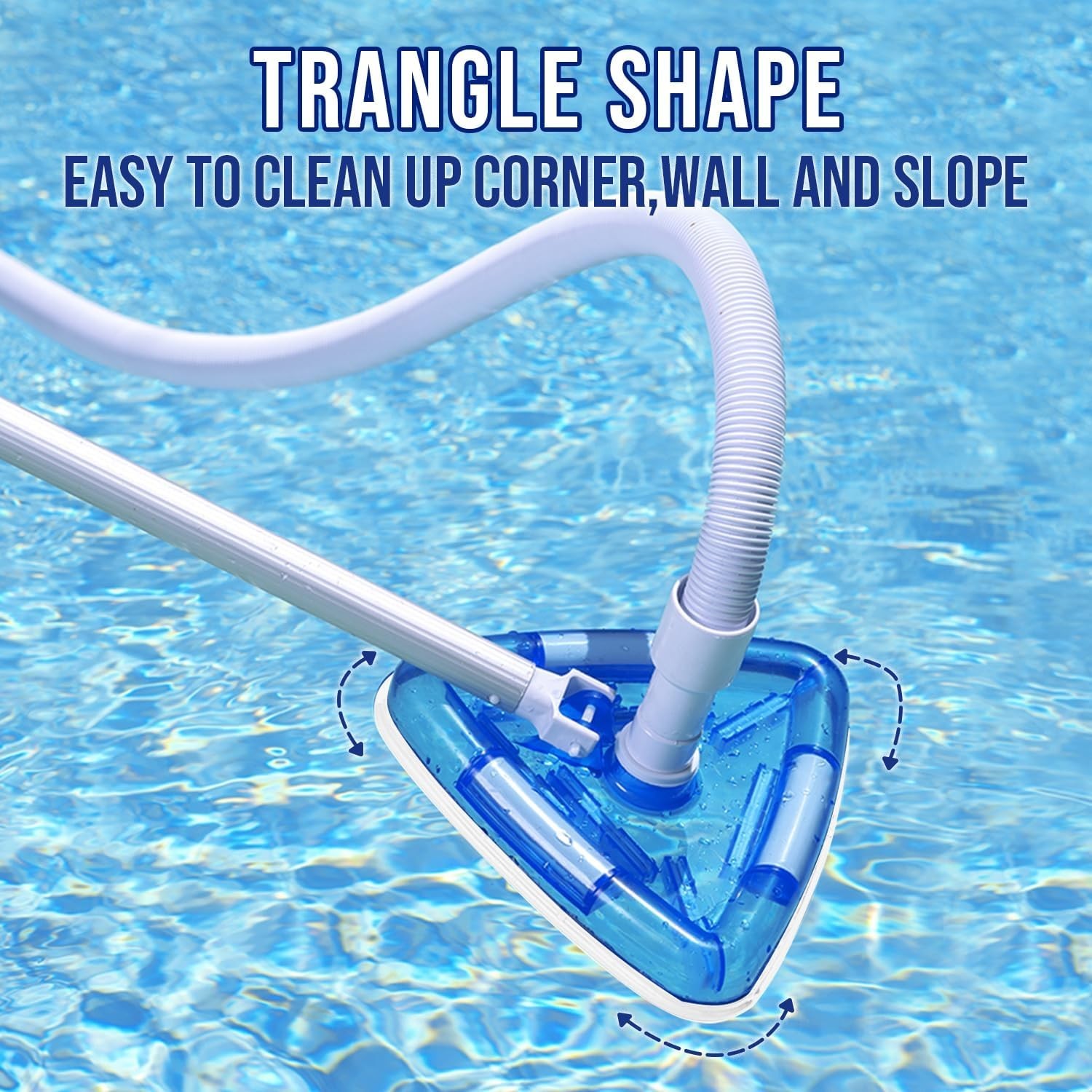 11 Inch Triangular Pool Vacuum Head Swivel Cuff Bumper 1.25 Shaft 1.25/1.50 Hose
