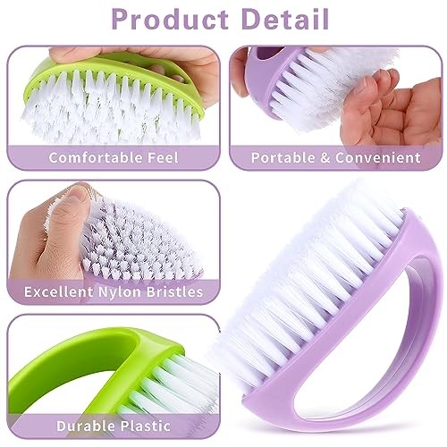 Cobee 2 Pack Hand Nail Brushes – Durable Green, Purple – for Fingernails