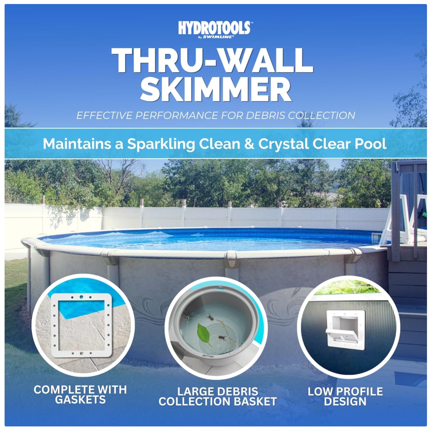 Hydrotools Standard ABS Thru-Wall Skimmer Kit – White