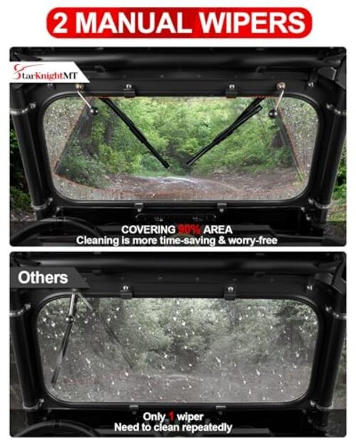 14-18 XP 1000 Vented Glass Windshield With 2 Manual Wipers Compatible with