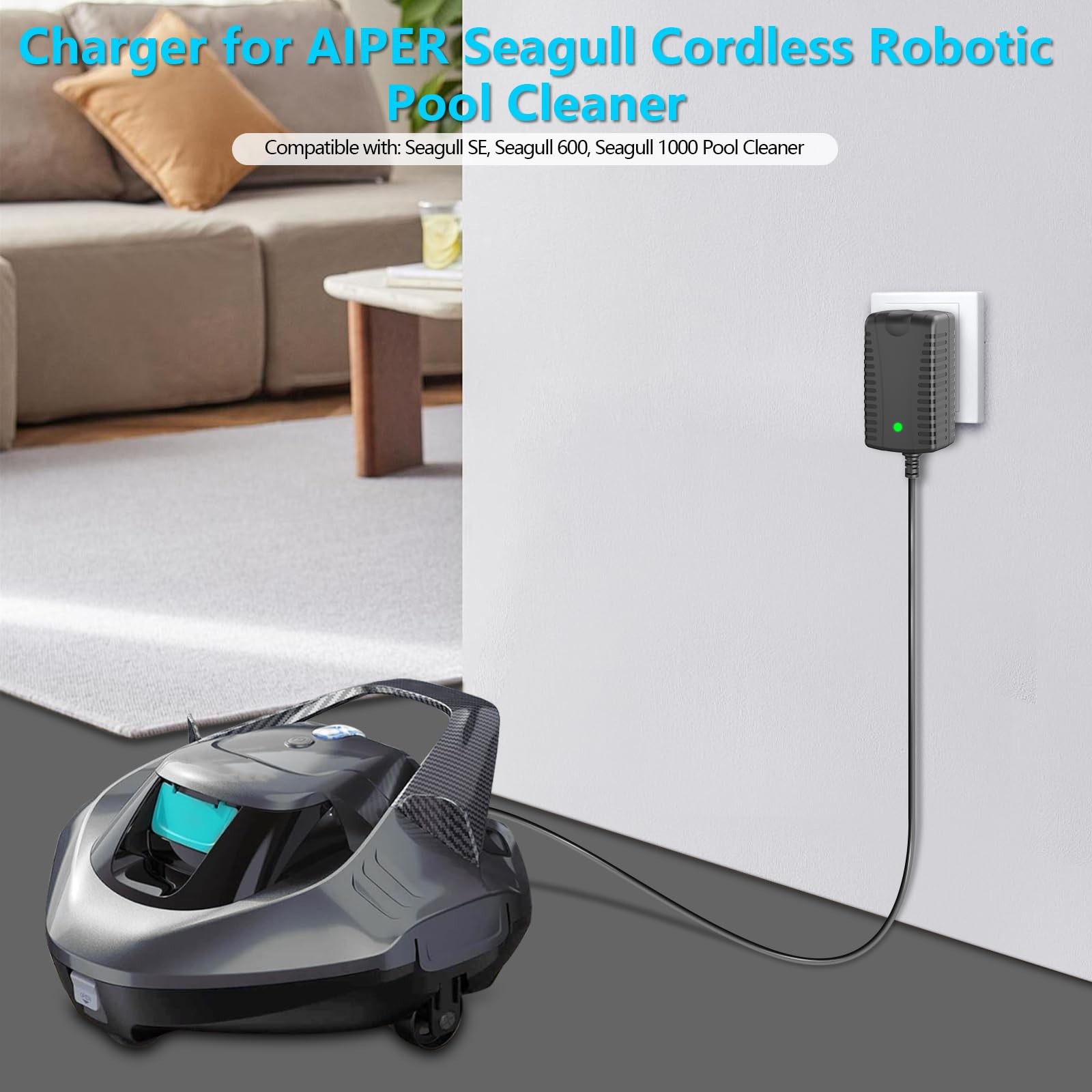 12.6V Charger for AIPER Cordless Robotic Pool Cleaner with AIPER Seagull SE 6…